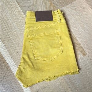 Jcrew Yellow Denim Shorts with Frayed Hem
